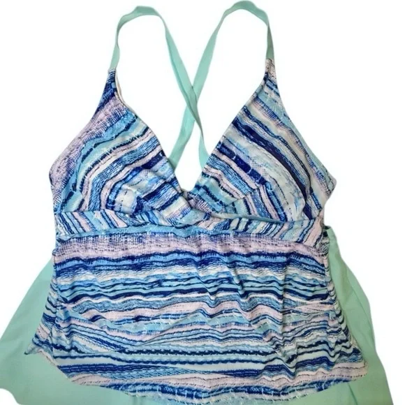 Swimsuits for All Two Piece Skirt
Swimsuit Aqua Navy White Striped 5XL - Picture 4 of 7